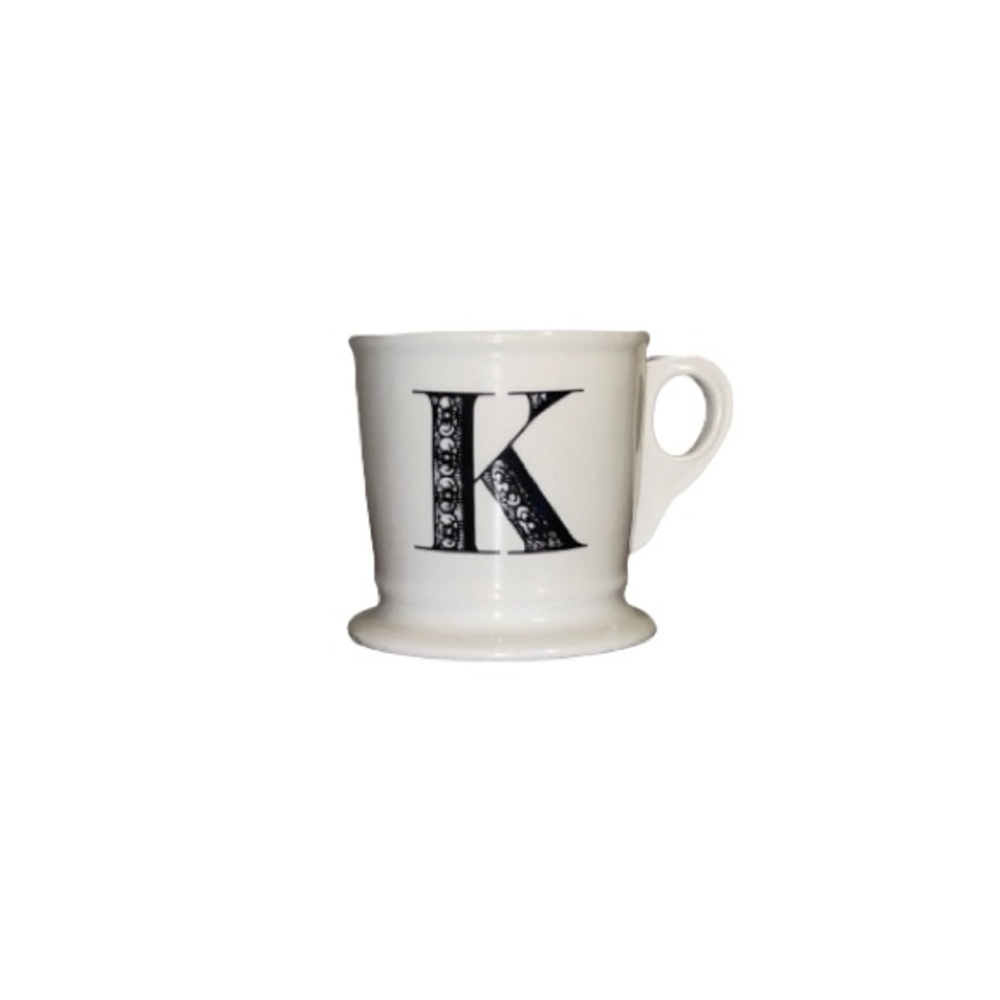 Anthropologie Cream and Black Ceramic Letter K Mug
